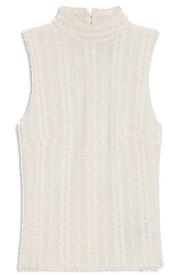 Tielko BOSS Textured Mock Neck Sleeveless Top Biela | 50543556