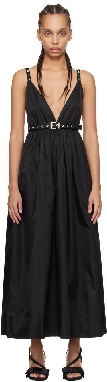 Šaty GANNI GANNI Duchesse Nylon Strap Maxi Dress Čierna | W0030, 0