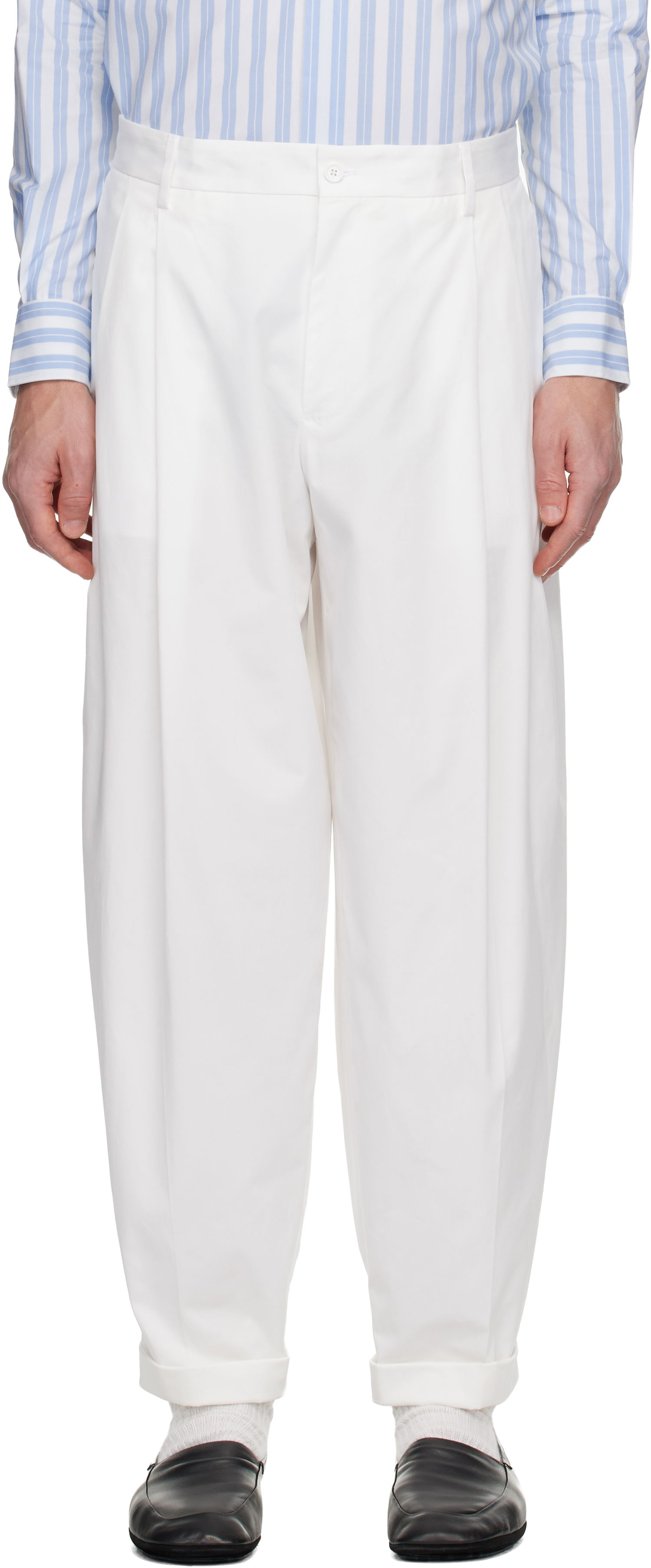 Nohavice Dolce & Gabbana Pleated Trousers Biela | GP10DTFUFNV, 0