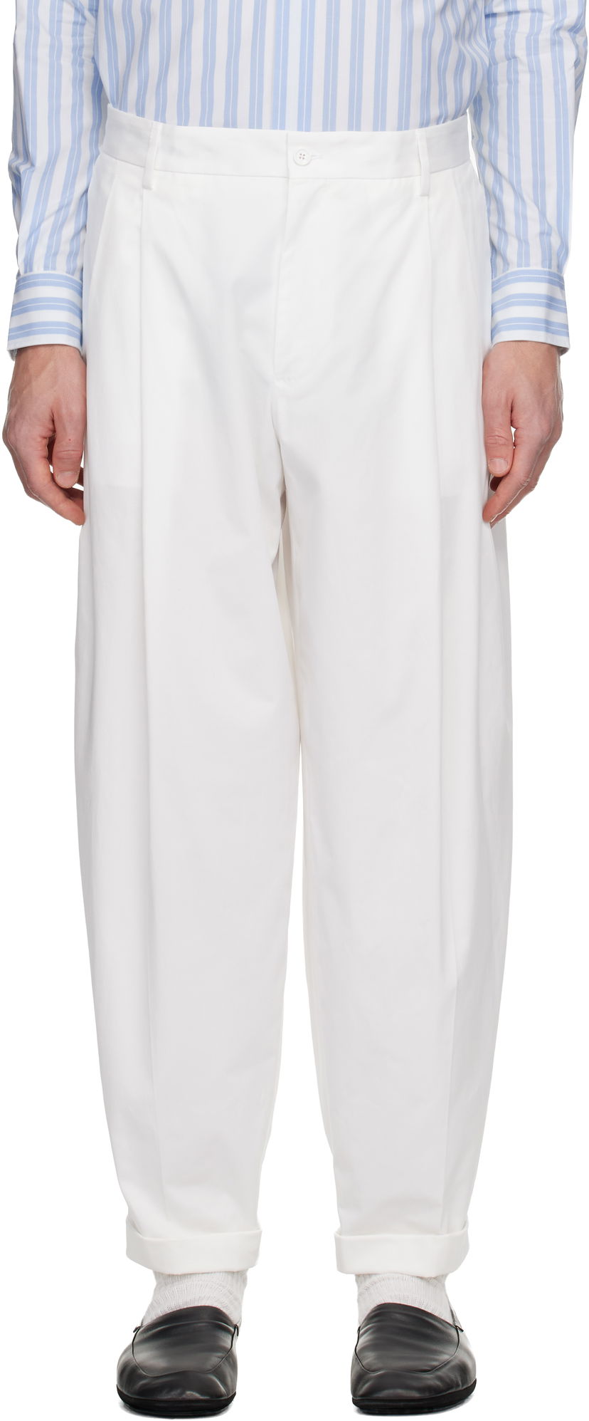 Nohavice Dolce & Gabbana Pleated Trousers Biela | GP10DTFUFNV