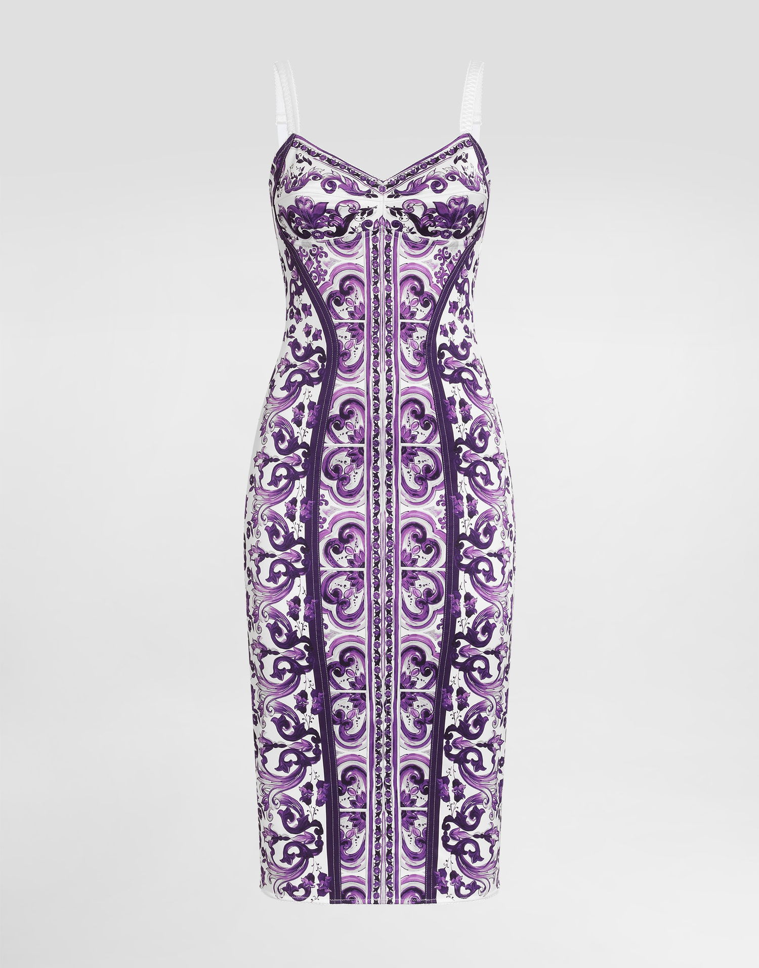 Šaty Dolce & Gabbana Dolce & Gabbana Majolica-Print Sheath Dress Fialová | F6TZGTFPIAPIP3TN, 0
