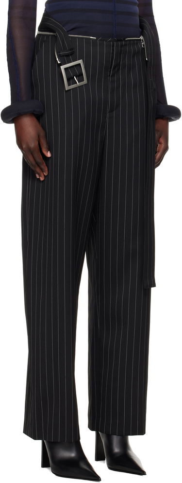 Nohavice Jean Paul Gaultier Jean Paul Gaultier Pinstripe Belted Suit Trousers Čierna | 25/33-F-PA178-C074-0001, 1