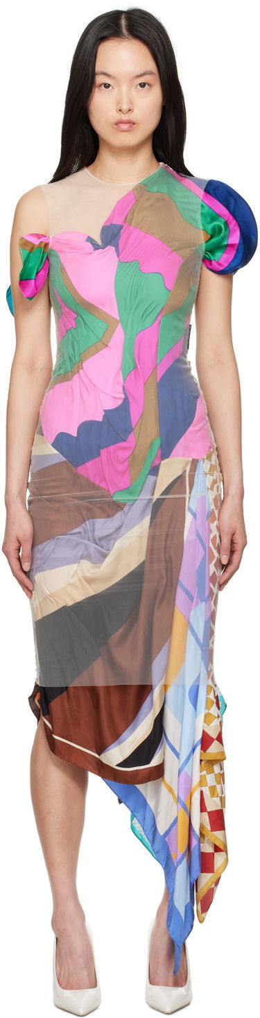 Šaty Marine Serre Marine Serre Regenerated Silk Scarves Fitted Maxi Dress Rôznofarebný | WDR330A UWOV0028, 0