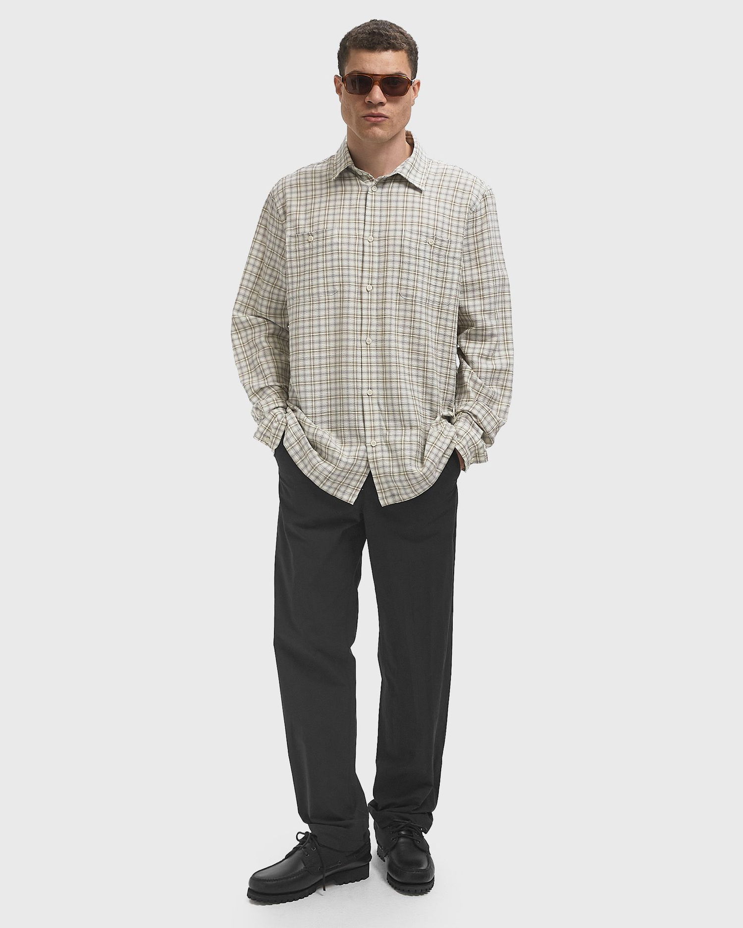 Košeľa Les Deux John Check Button-Down Shirt Béžová | 1000104-215, 1