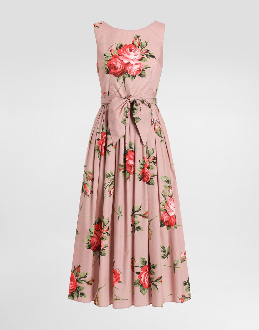 Šaty Dolce & Gabbana Rose Bouquet-print Cotton Dress Ružová | F612PTHS5UTHF5ZN
