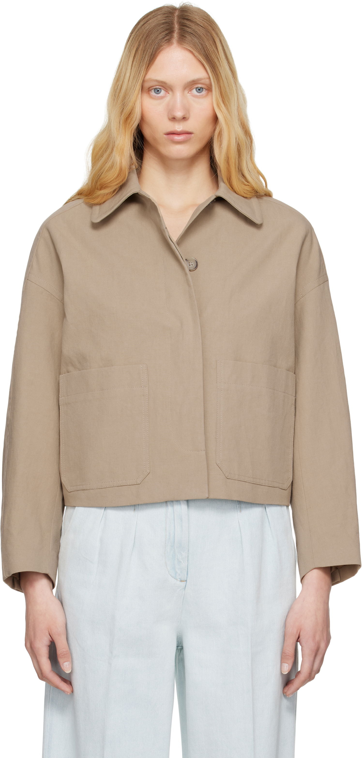 Bunda A.P.C. A.P.C. Bianca Cropped Jacket Béžová | COGXT-F32005, 0