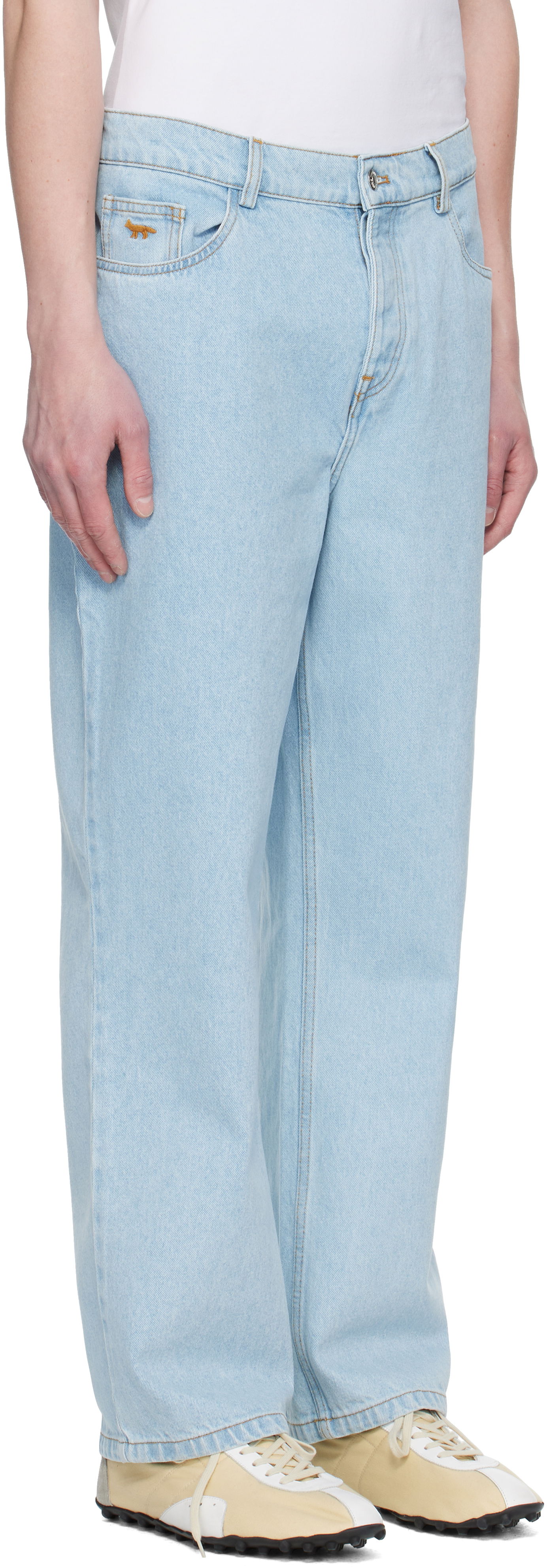 Džínsy MAISON KITSUNÉ Maison Kitsuné Relaxed Jeans Modrá | OM01105WD4009, 1