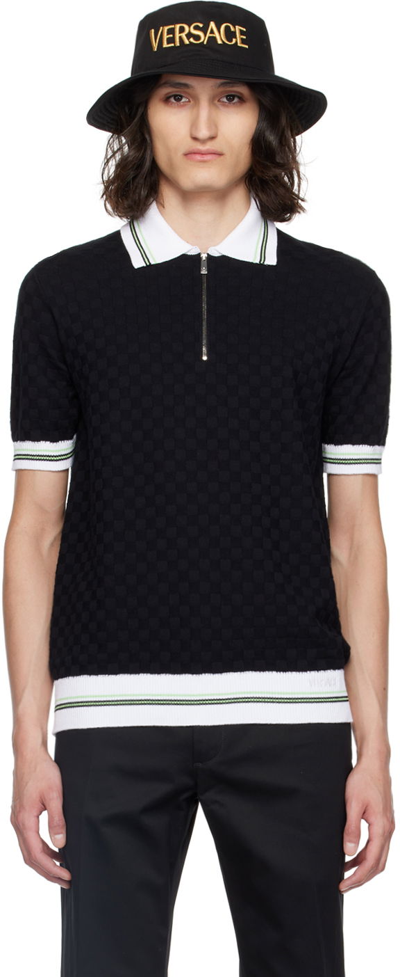 Polo tričko Versace Black & White Contrasto Polo Čierna | 1015088_1A10571, 0