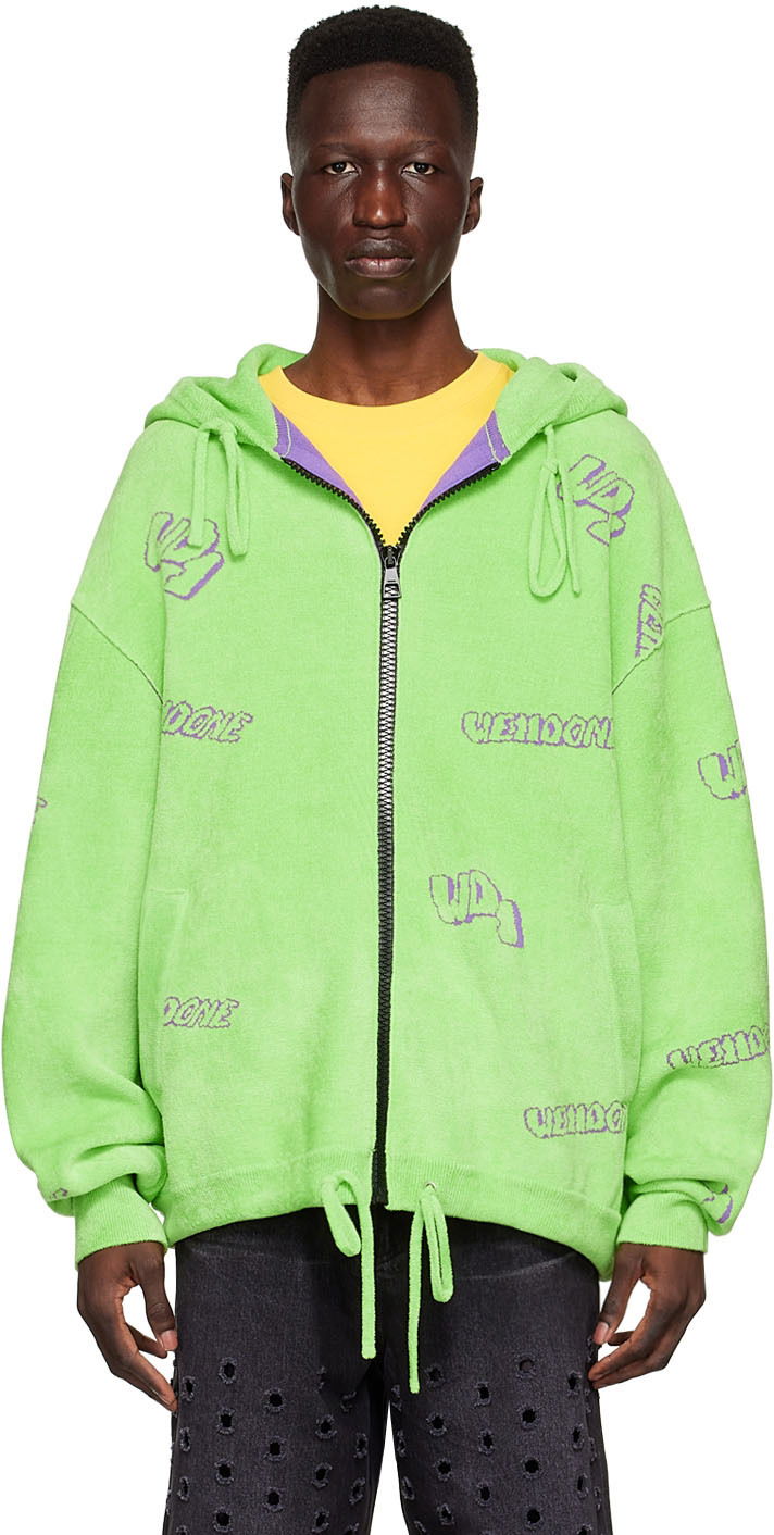 Mikina We11done We11done Viscose Zip-Up Hoodie Zelené | WD-KJ1-22-616-U-LM, 0