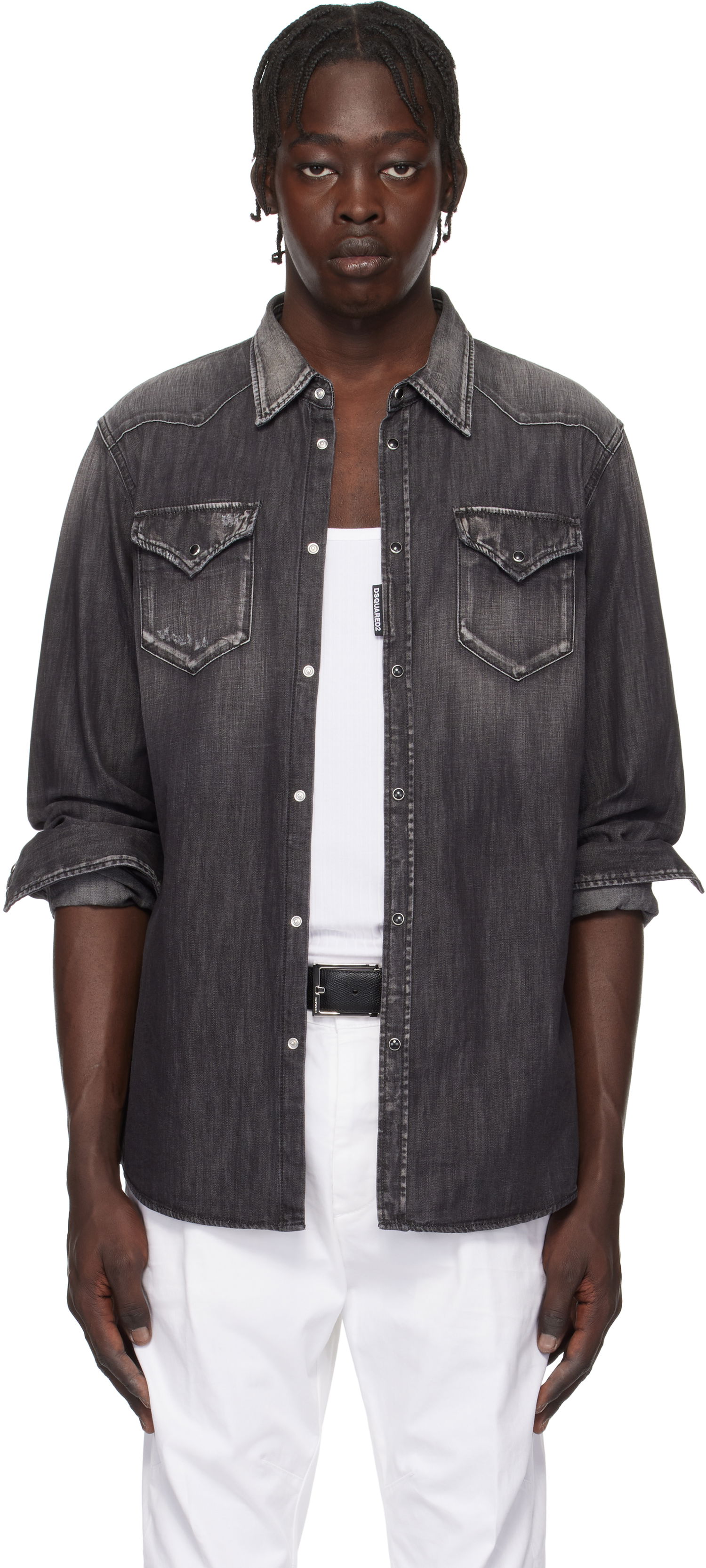 Košeľa DSQUARED2 Dsquared2 Classic Western Denim Shirt Šedá | S74DM0848_S30826, 0