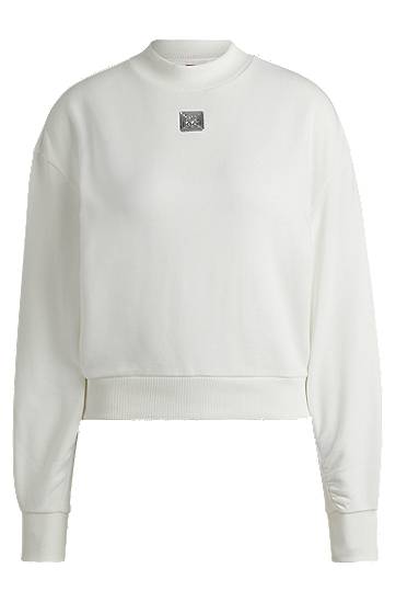 Sveter BOSS Relaxed Fit Cotton Sweatshirt Biela | 50525753