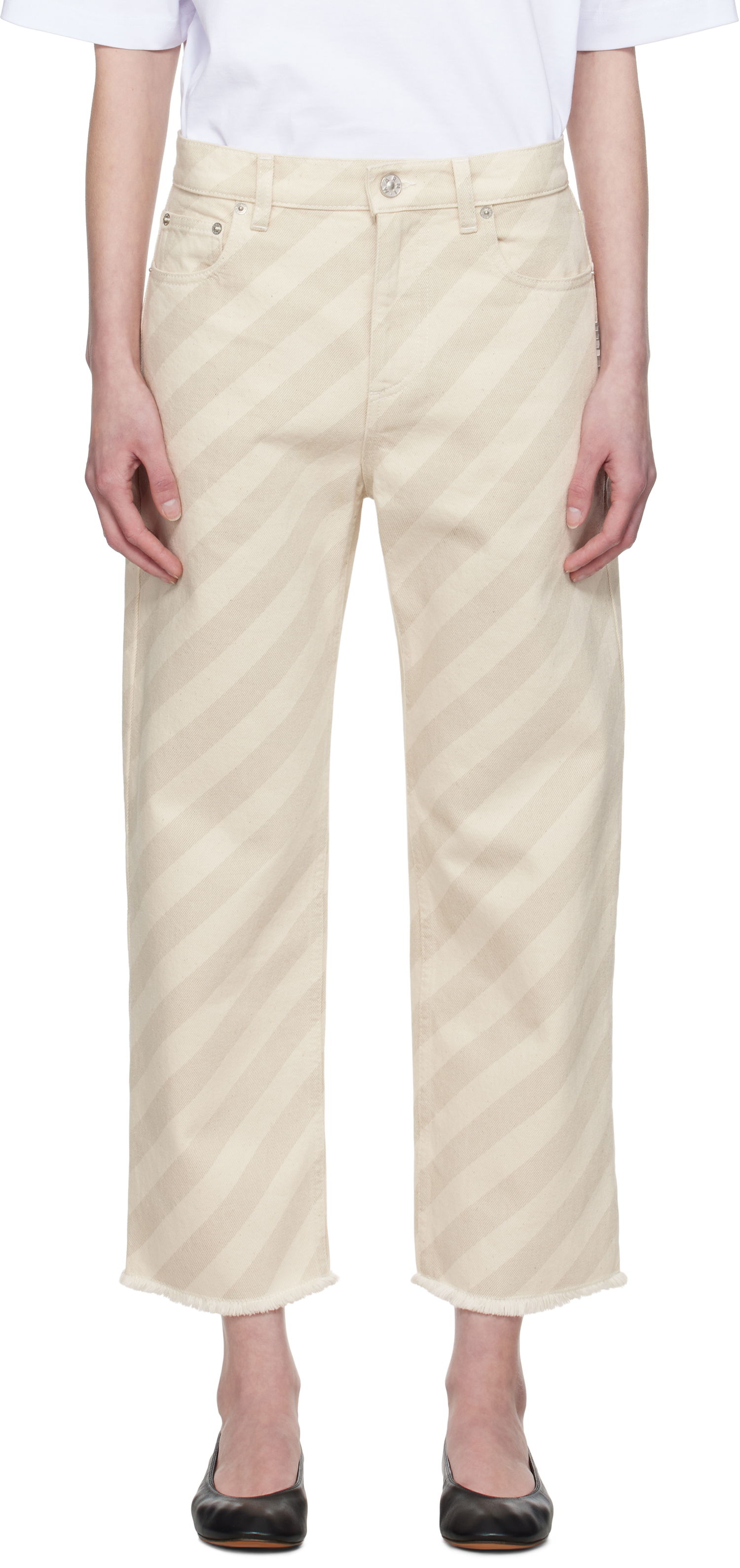 Džínsy Marni Marni 5-Pocket Striped Cropped Jeans Béžová | PAJD0425Y0 USCX37, 0