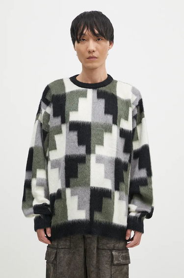 Sveter Marcelo Burlon Damier Cross Knit Crew Sweater Šedá | CMHE036F24KNI001066E, 0