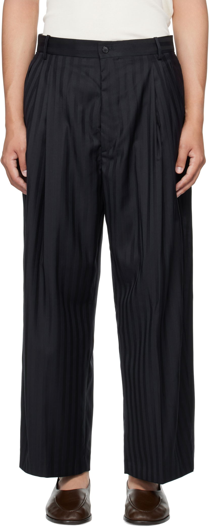 Nohavice HED MAYNER Hed Mayner Wool Pleated Trousers Čierna | HMMB30012A-HB210