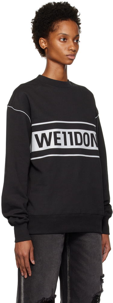 Mikina We11done Men's Reflective Stripe Sweatshirt Čierna | WD-SS5-19-048-BK, 4