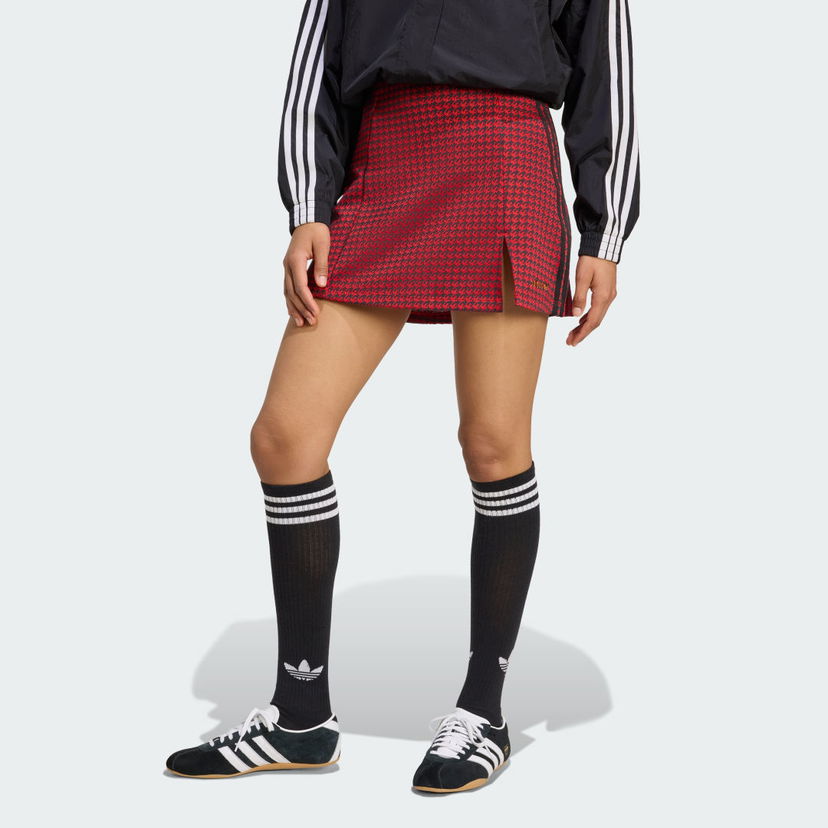 Sukňa adidas Performance Houndstooth Tailored Skirt Červená | JW0253