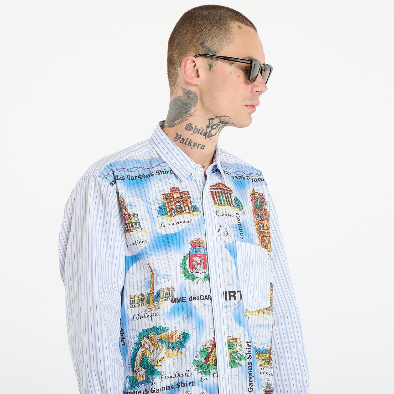 Košeľa Comme des Garçons Comme des Garçons SHIRT Striped Shirt With Paris Map Print Rôznofarebný | FP-B058-W25 White, 1