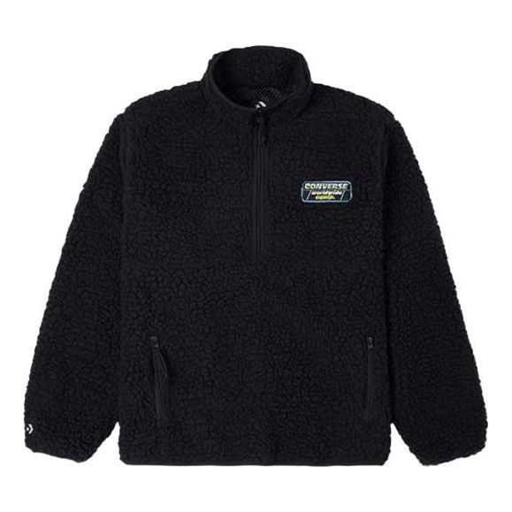 Sveter Converse Logo Half Zipper Stand Collar Jacket Čierna | 10023063-A01
