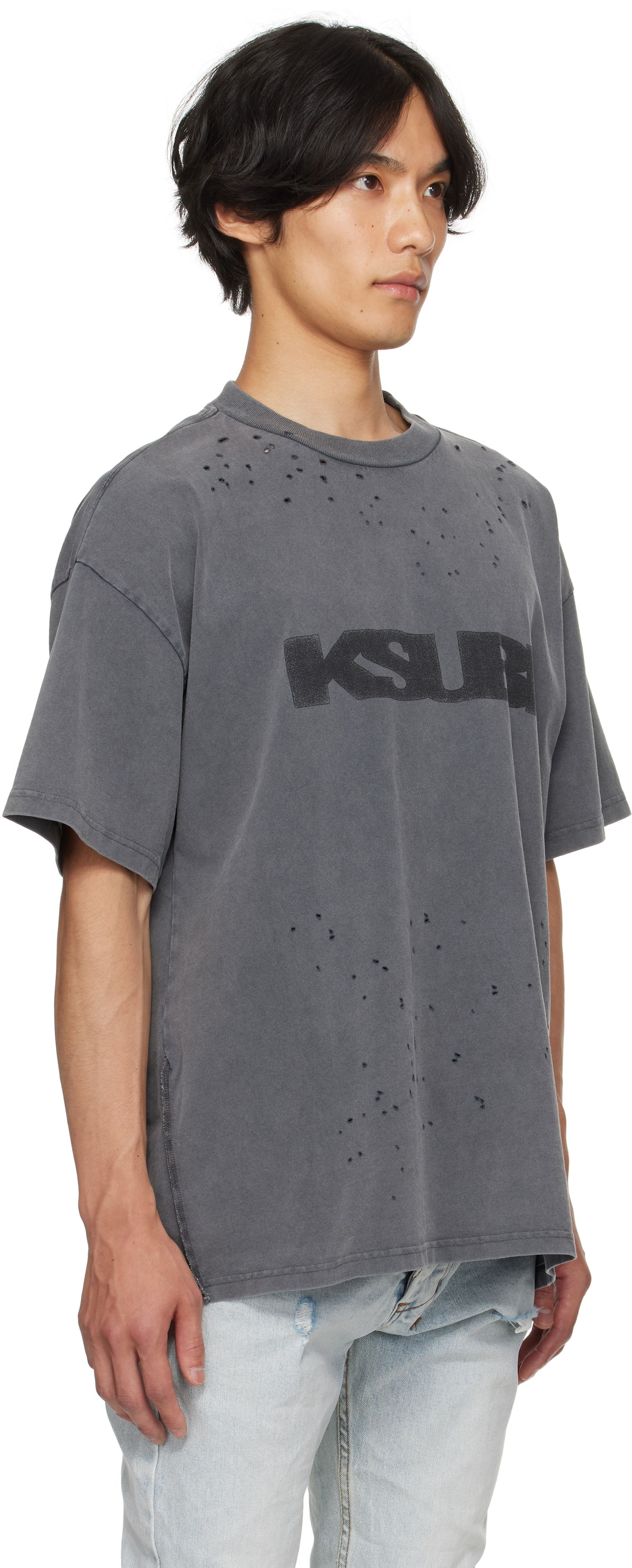 Tričko Ksubi Ksubi Ekcess Blasted T-Shirt Šedá | MPF25TE025, 1