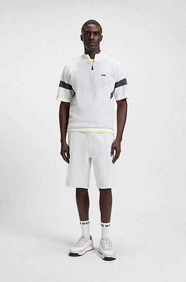 Šortky BOSS Relaxed Fit Quilted Jacquard Shorts Šedá | 50543146, 1