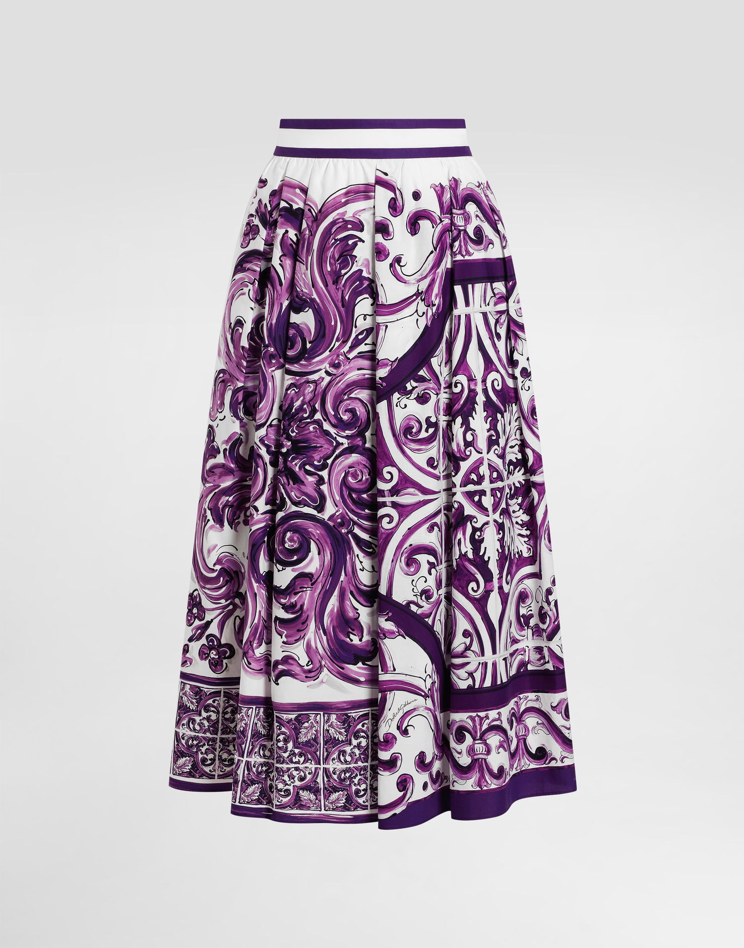 Sukňa Dolce & Gabbana Dolce & Gabbana Majolica Print Pleated Midi Skirt Fialová | F4CULTFI5JGHP5DQ, 0