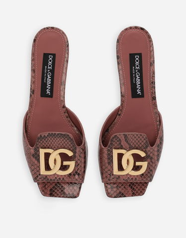 Doplnky Dolce & Gabbana Dolce & Gabbana Python Skin Slides with DG Buckle Ružová | CQ0593A2Y688H415, 3