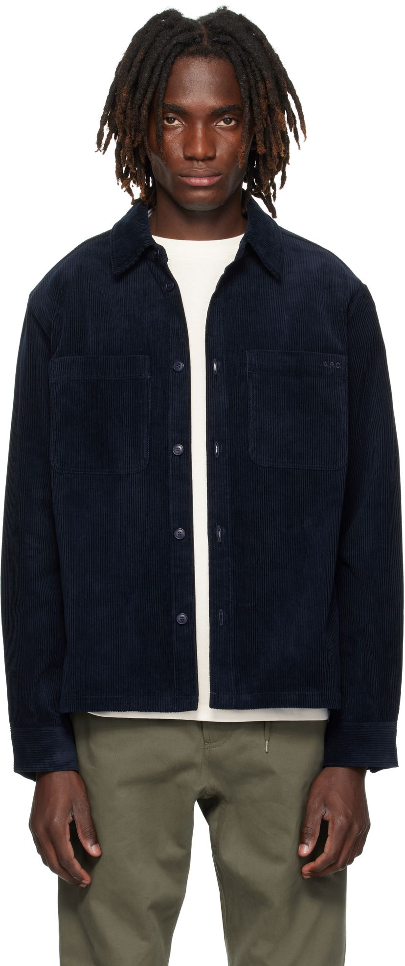 Košeľa A.P.C. Leon Corduroy Overshirt Navy | COHBB-H32019