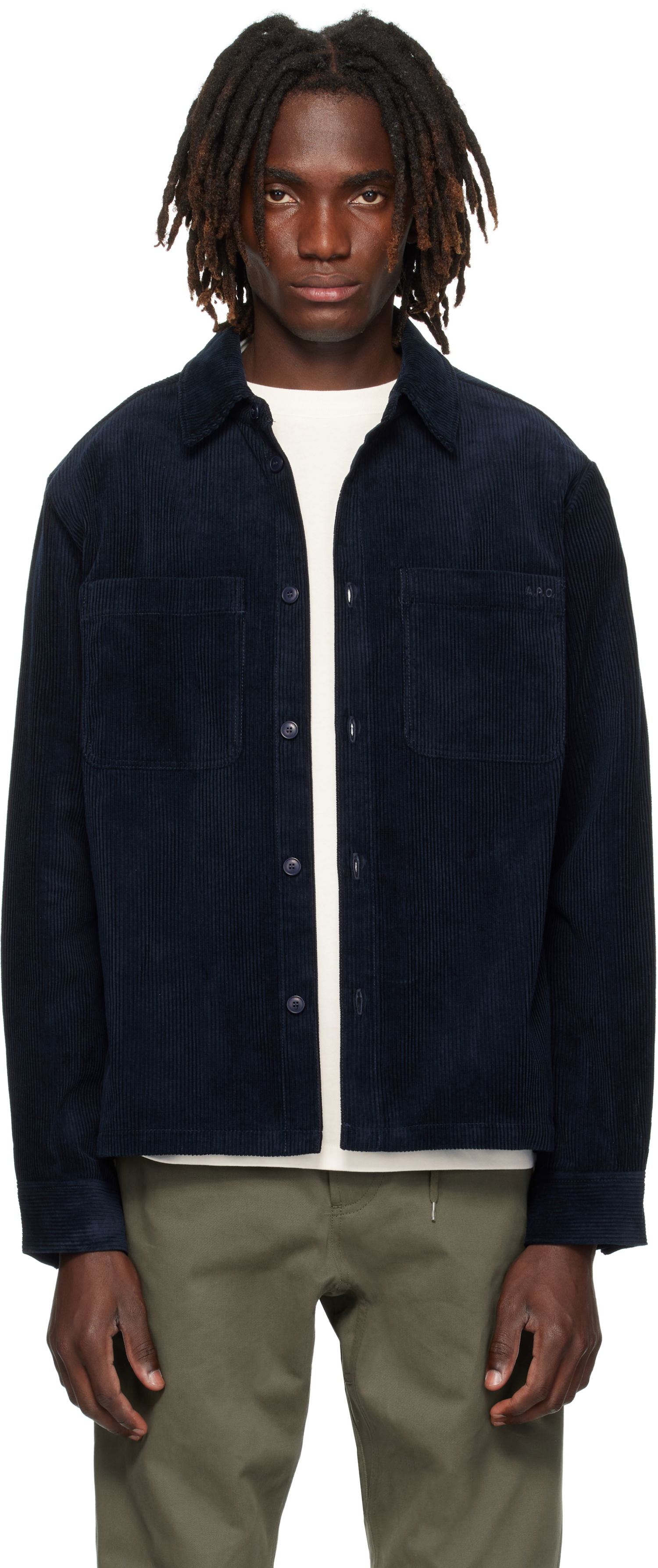 Košeľa A.P.C. Leon Corduroy Overshirt Navy | COHBB-H32019, 0