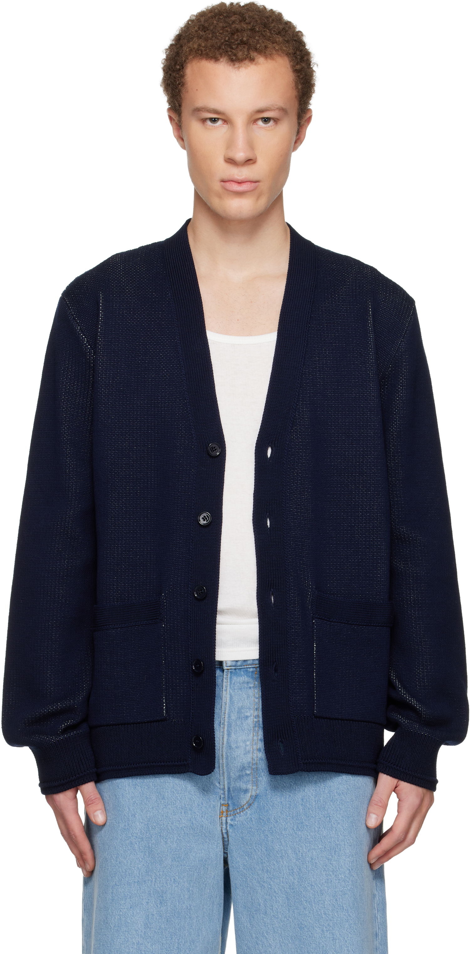 Sveter Givenchy V-Neck Knitted Cardigan with Pockets Navy | BMK00X4YNX499, 0