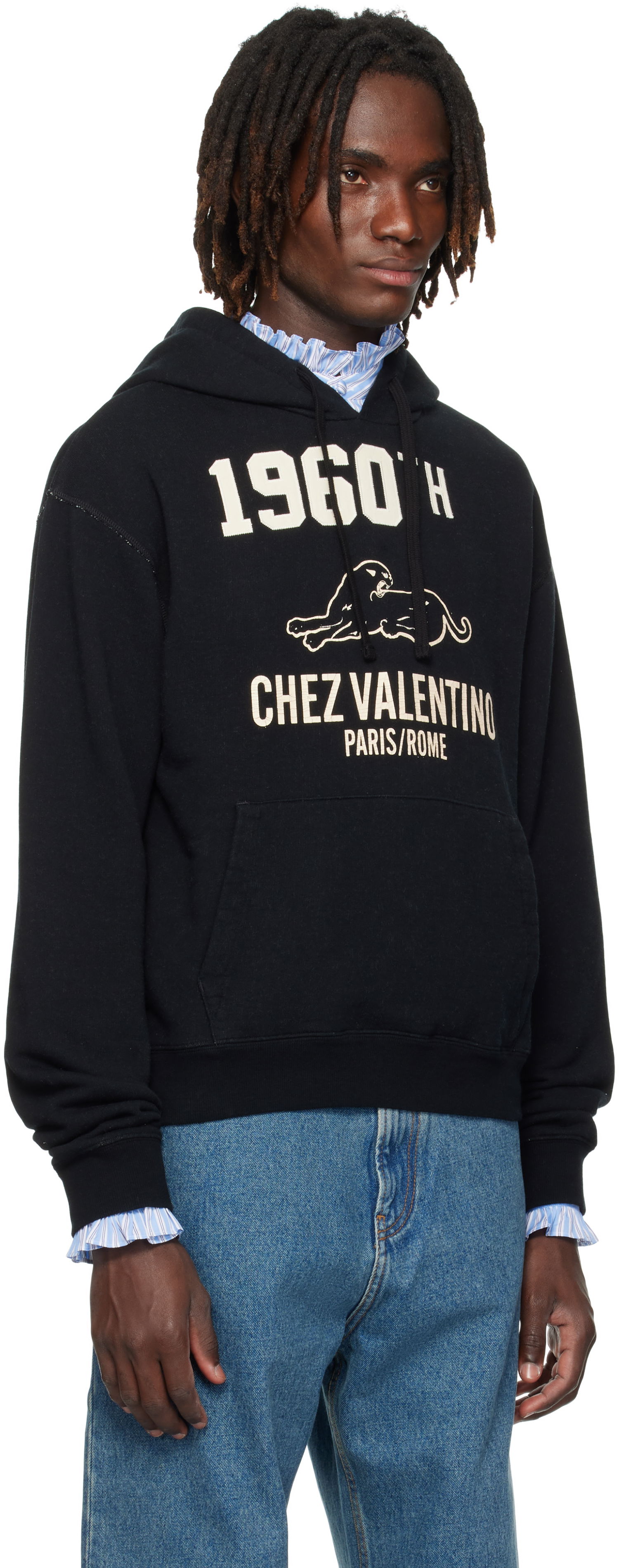 Mikina Valentino Valentino 'Chez Valentino' Hoodie Čierna | 7V3MF29MB1M, 1