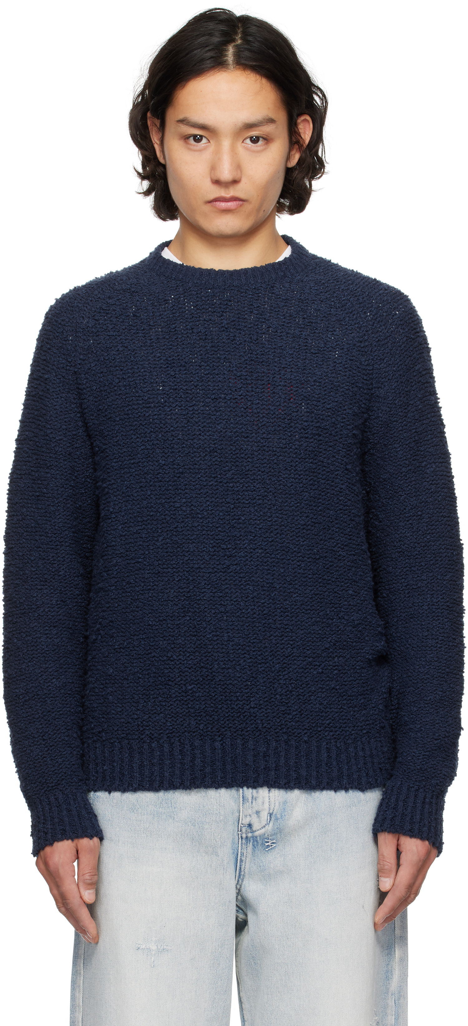 Sveter Noah Noah Popcorn Yarn Sweater Navy | SW090SS25BLU, 0