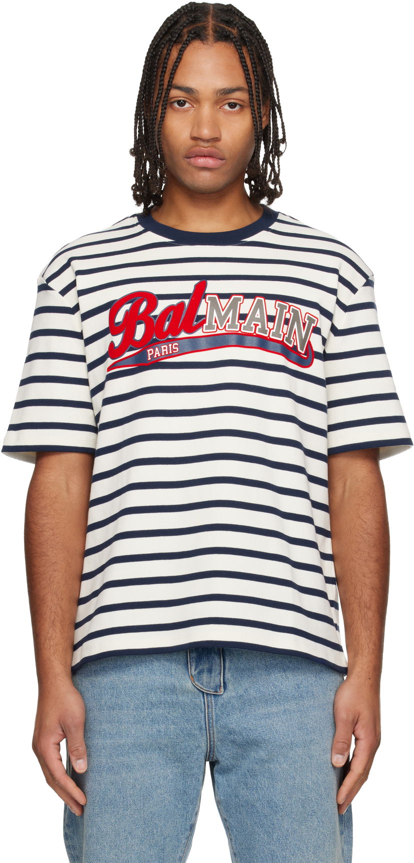 Tričko Balmain Marinière Baseball Logo T-shirt Rôznofarebný | FH0EG180BD15