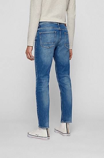 Džínsy BOSS Tapered-Fit Comfort-Stretch Denim Jeans Modrá | 50470536, 1
