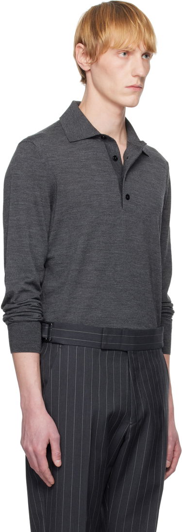 Polo tričko Tom Ford TOM FORD Fine Gauge Wool Polo Šedá | KPL003-YMW070S25, 1