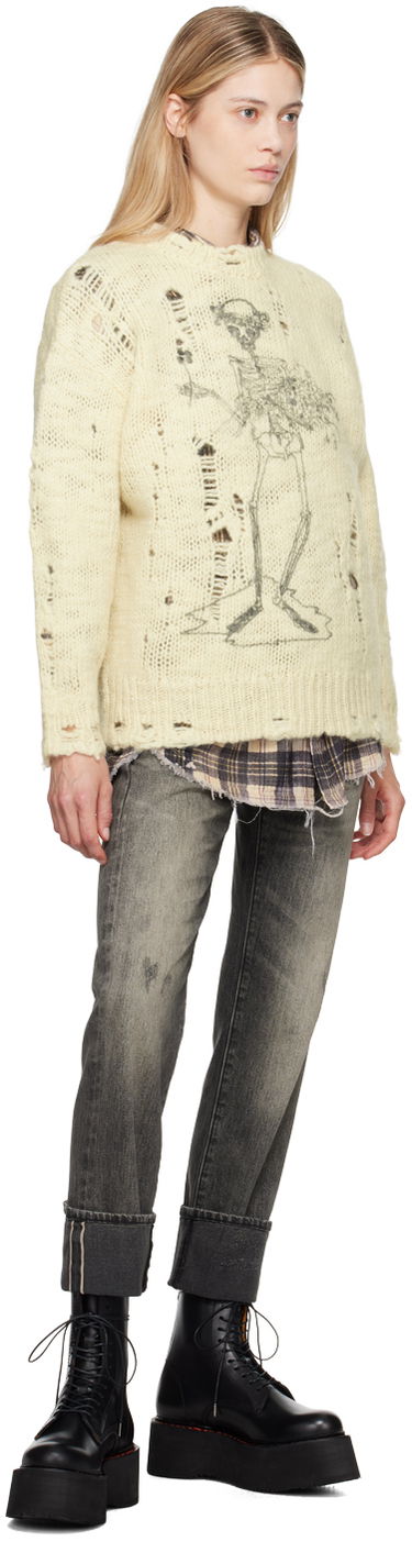 Sveter R13 R13 Distressed Skeleton Graphic Sweater Béžová | R13WY089-Y142B, 3