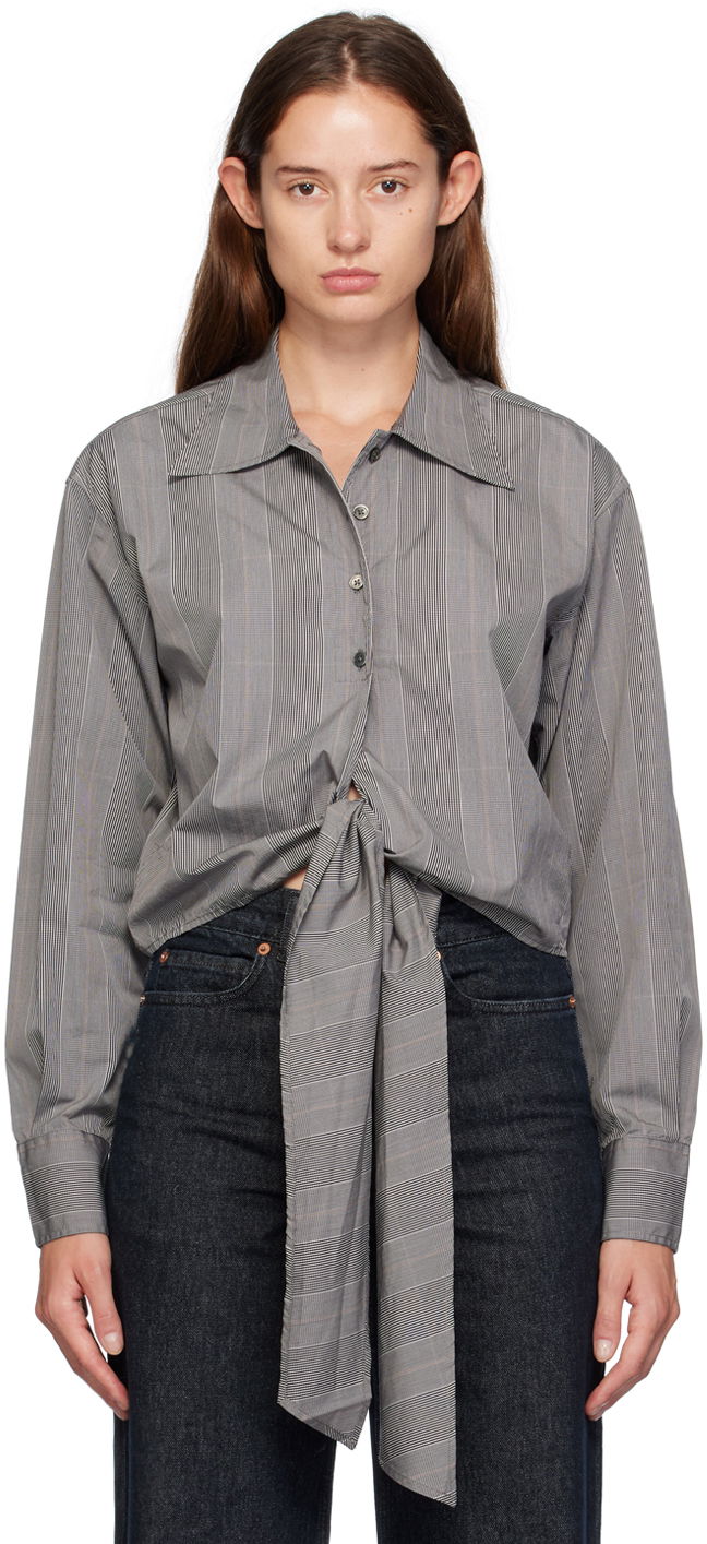 Košeľa OUR LEGACY Tie Front Long Sleeve Shirt Šedá | W4242NP, 0