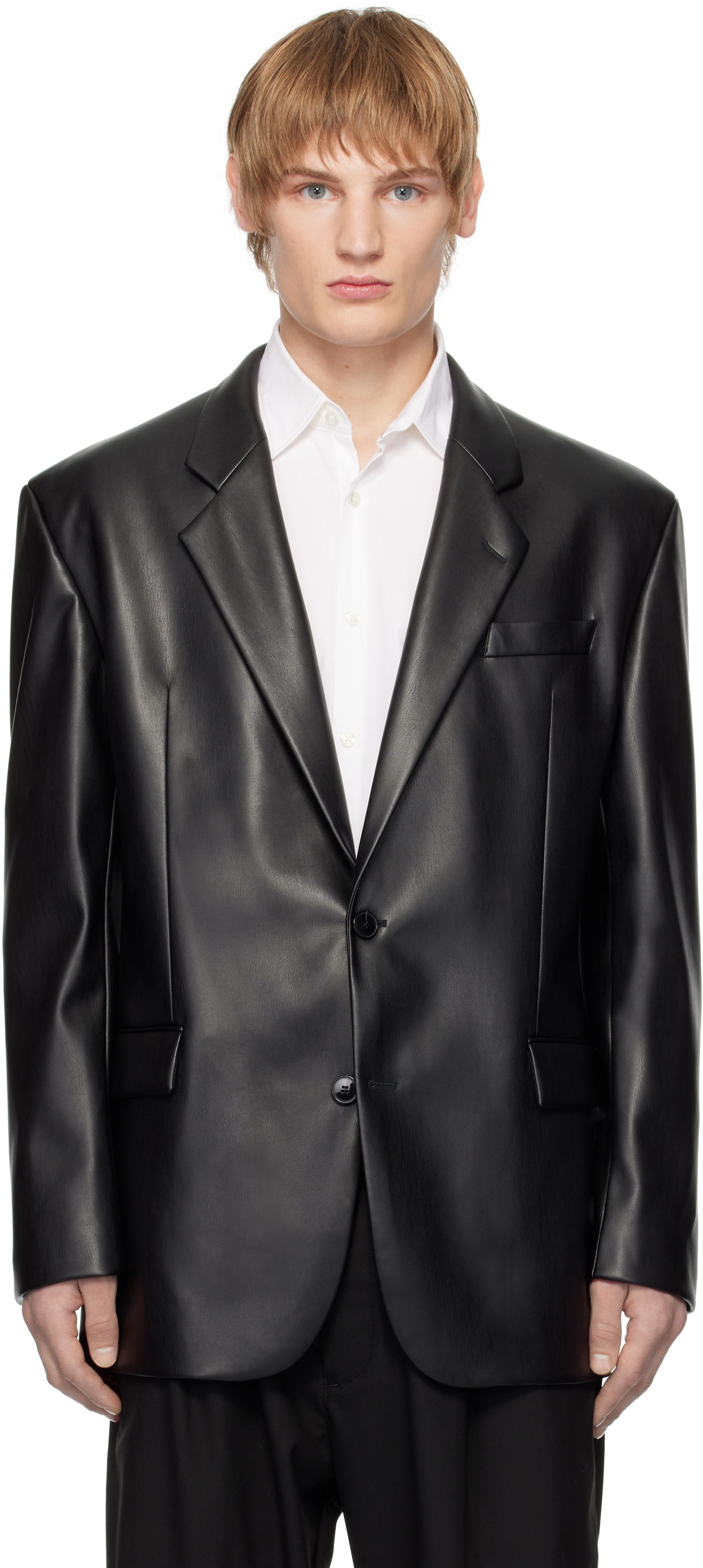 Bunda BOSS Vented Faux-Leather Blazer Čierna | 50533338, 0