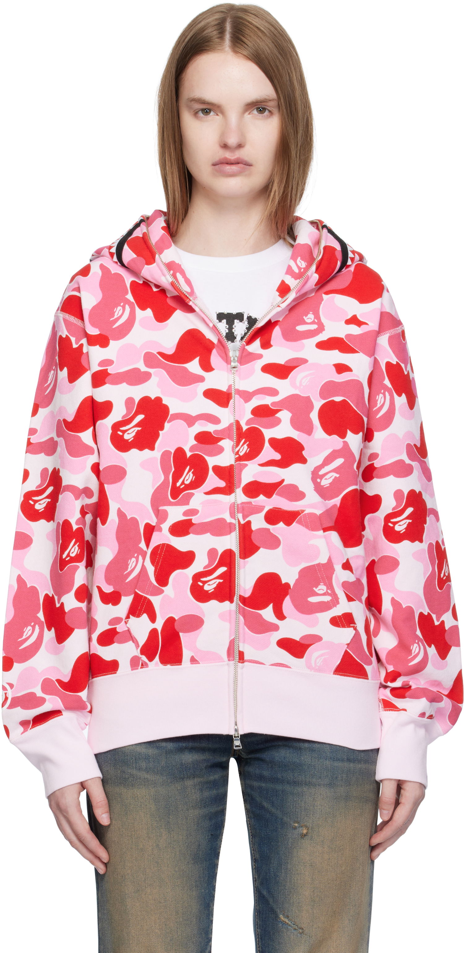 Mikina BAPE A Bathing Ape ABC Camo Shark Full Zip Hoodie Ružová | 001ZPL302003L, 0