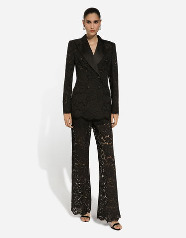 Bunda Dolce & Gabbana Double-breasted Floral Lace Turlington-fit Jacket Čierna | F29TRTHLM7LN0000, 1