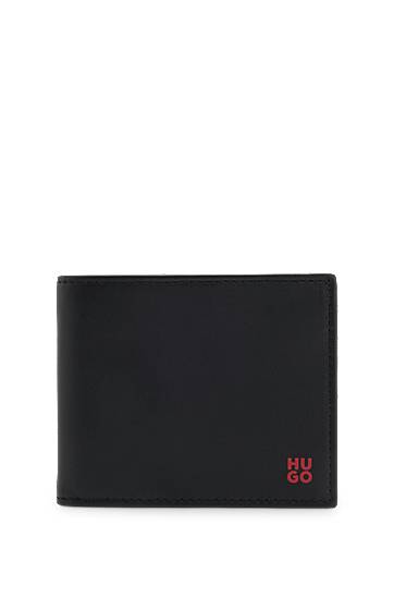 Peňaženka BOSS Leather wallet with stacked logo Čierna | 50548300