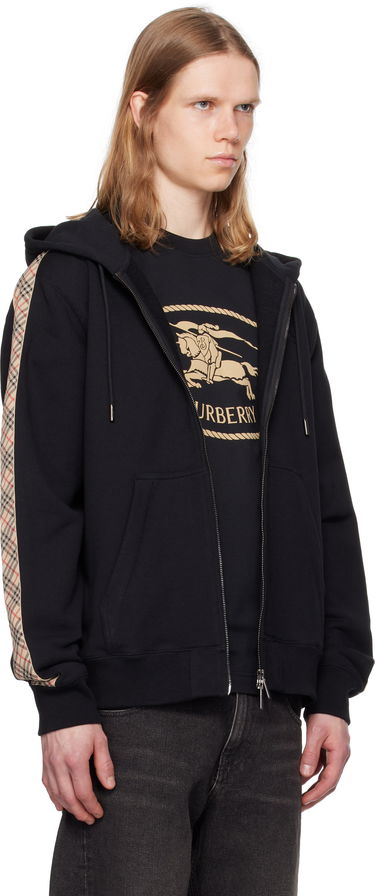 Mikina Burberry Burberry Check Trim Cotton Zip Hoodie Čierna | 8110790, 1