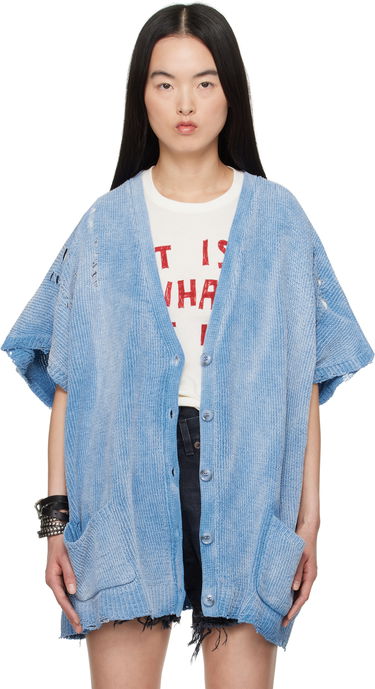 Sveter R13 R13 Distressed Boxy Cardigan Modrá | R13WY285-Y203B, 0