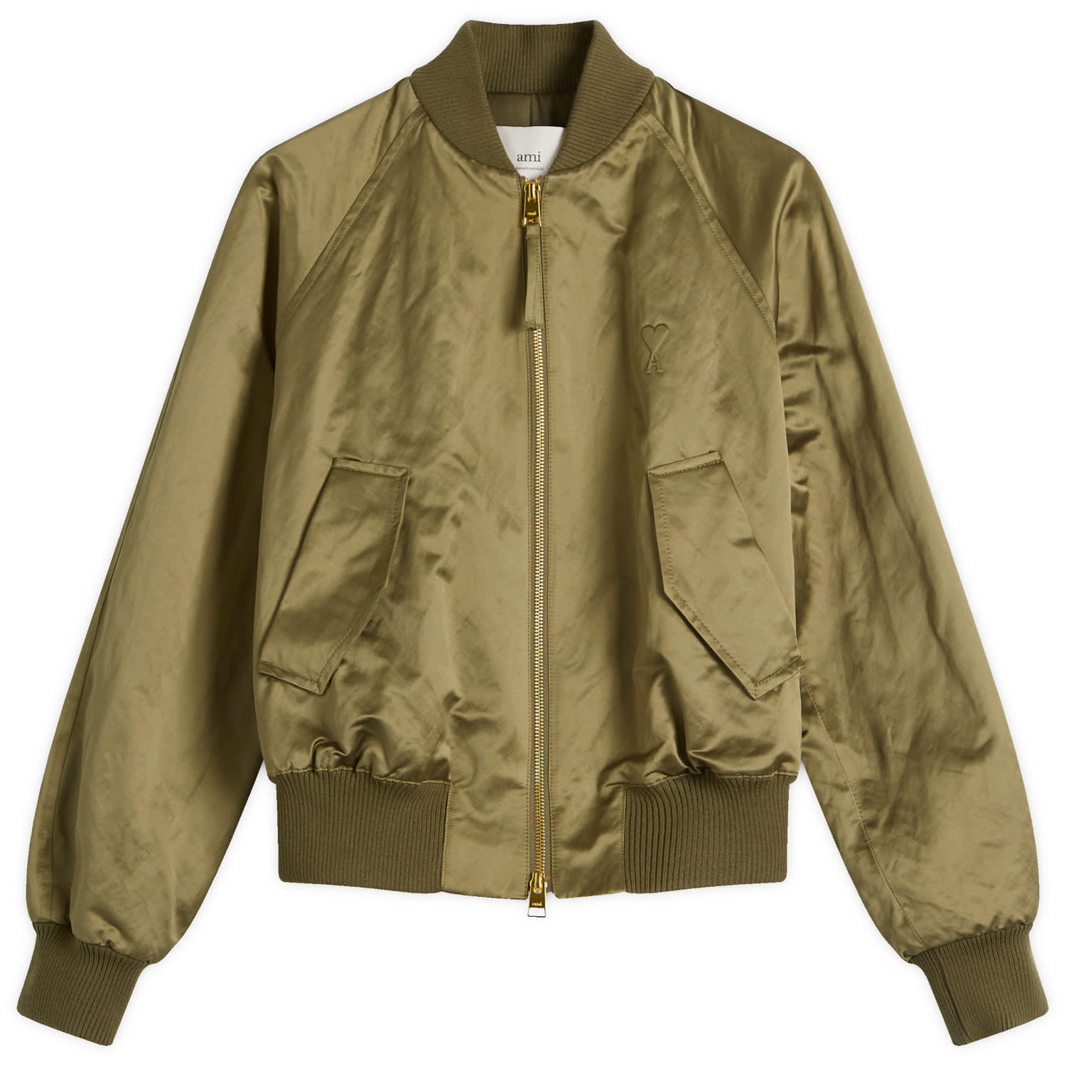 Bomber bunda AMI Women's De Coeur Bomber Jacket, Size Large Zelené | FJK011-CO0100-376, 1