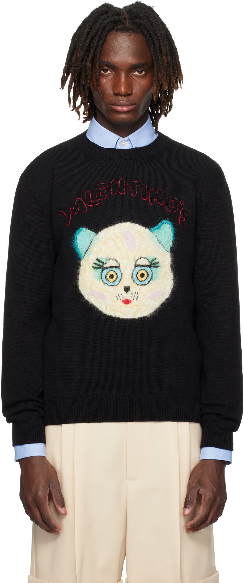 Sveter Valentino Valentino 'Le Chat De La Maison' Patch Sweater Čierna | 7V3KC35IB2V