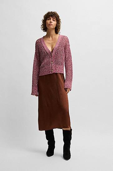 Sveter BOSS Open Knit Cardigan Ružová | 50531514, 1