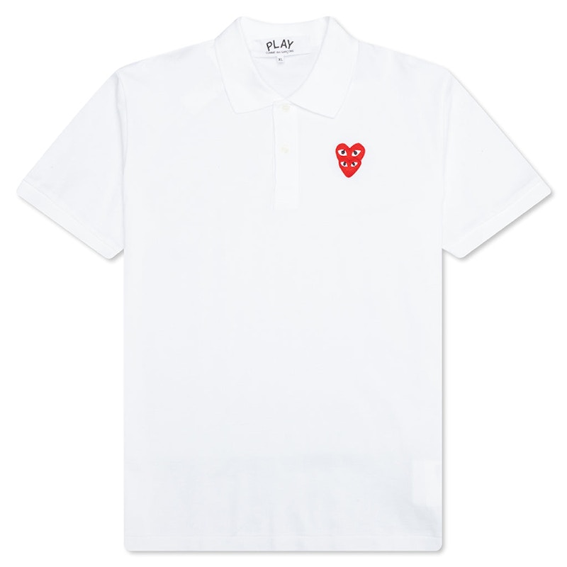 Polo tričko Comme des Garçons Play Stacked Heart Polo Biela | AZ-T298-051-2 / P1T290