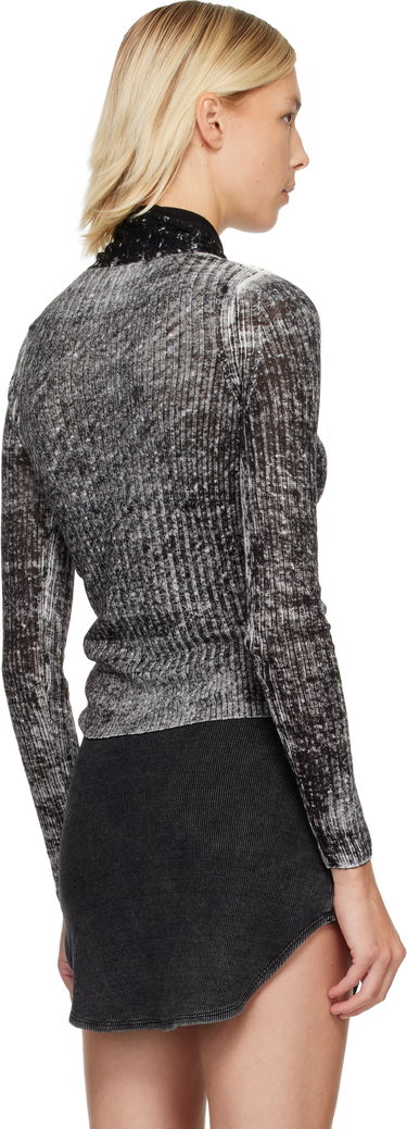 Sveter Diesel M-Elan Distressed Rib Knit Scarf-Neck Sweater Čierna | A18866 0BJBR, 2