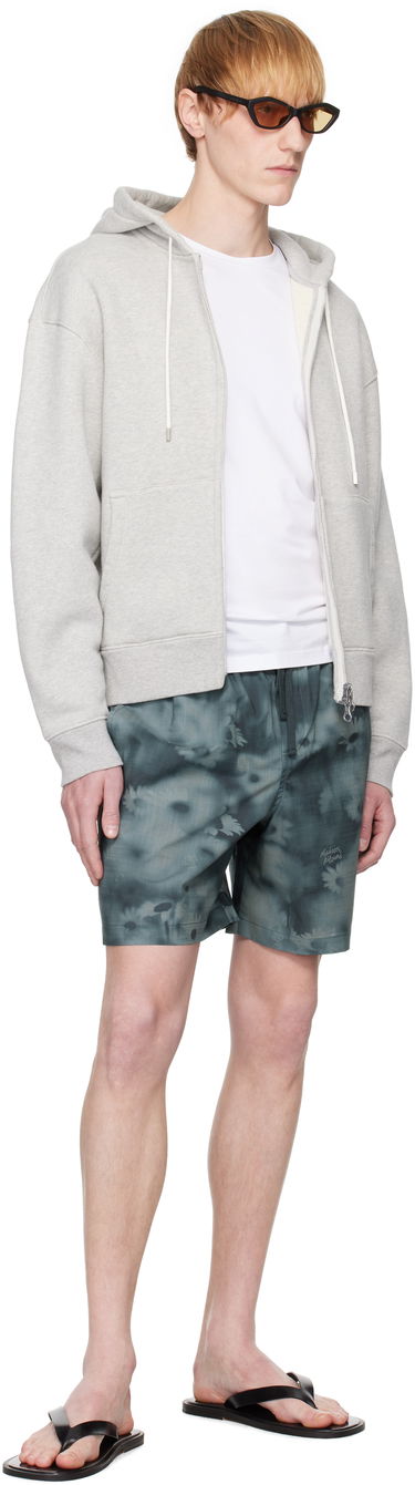 Šortky MAISON KITSUNÉ Maison Kitsuné Printed Elasticated Shorts Zelené | OM01407WW9054, 3