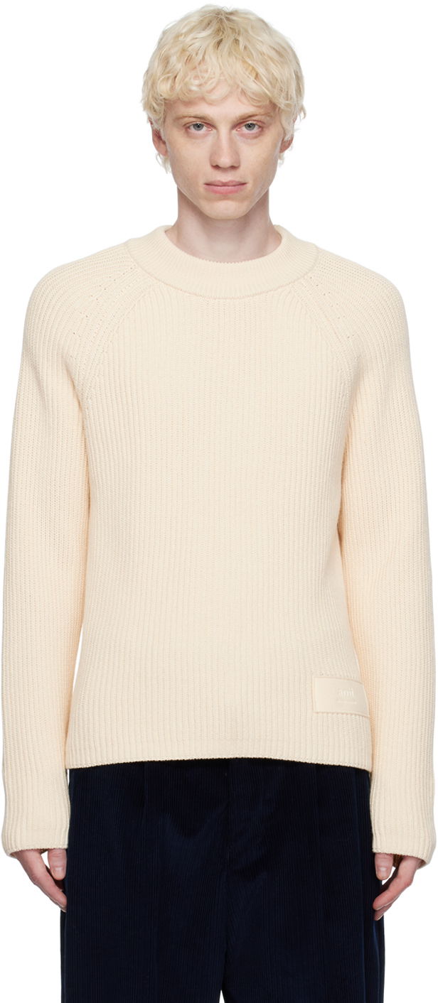 Sveter AMI Crewneck Sweater Biela | HKS024.KN0031, 0