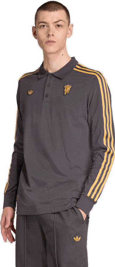 Polo tričko adidas Originals Manchester United Icon Long Sleeve Polo Shirt Šedá | jn2822, 4